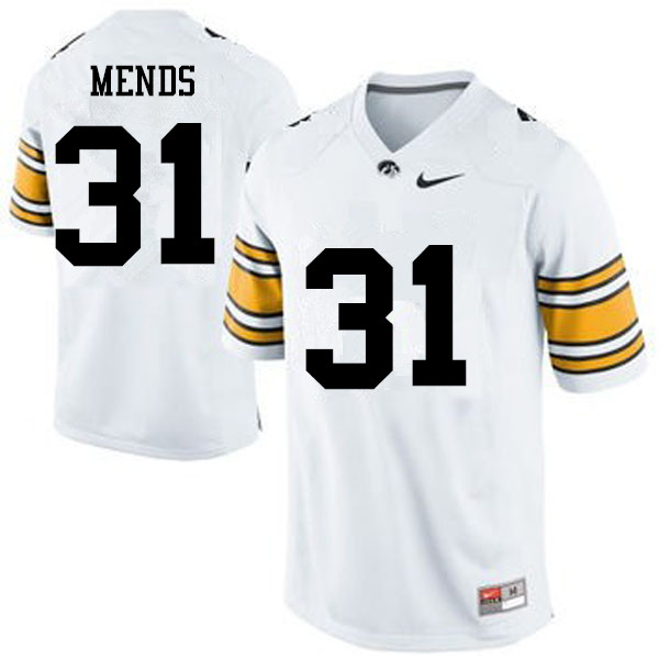 Men Iowa Hawkeyes #31 Aaron Mends College Football Jerseys-White - Click Image to Close